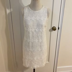 NWT AQUA white sleeveless embroidered dress size L